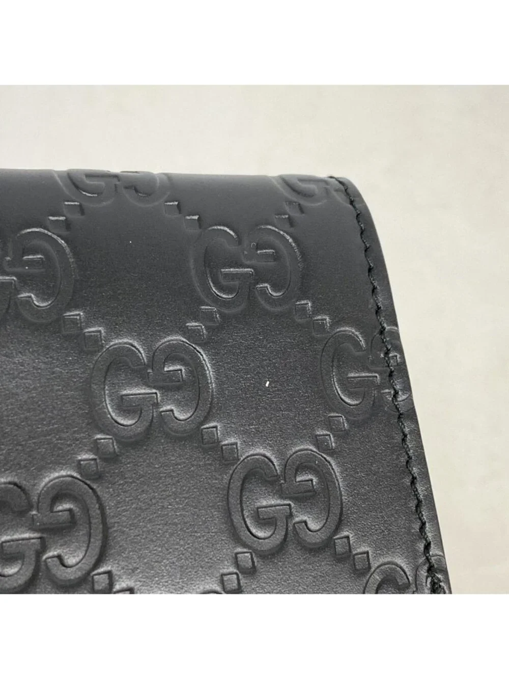 Gucci Business Card Holder Guccissima Leather Black Silver